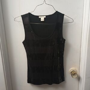 Harold's Black Sequin Fitted Tank Top